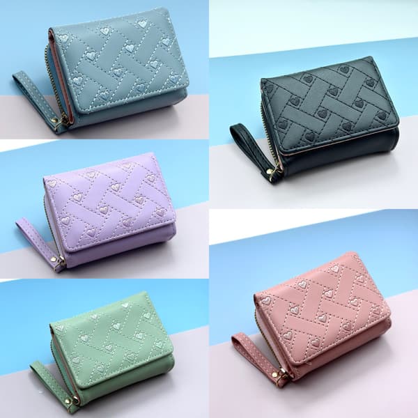 Khakifärgad, broderad plånbok för kvinnor, lyxig designer, söt