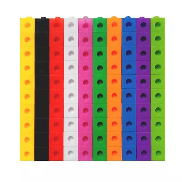 100 Pcs Math Cubes with 10 Colors, Linking Cubes, Early Years Math Learning, Magic Counting Blocks, Counting Blocks Set for School and Home
