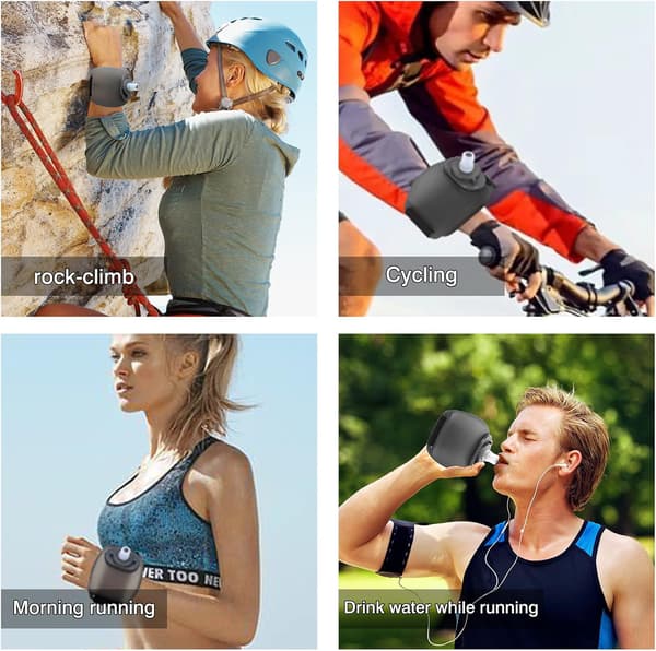 Wrist Water Bottle with Adjustable Hand Strap 200ml Soft Silicone BPA-Free for Hydration Morning Jogging Running Climbing Hands