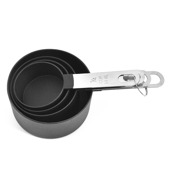 Måttkoppar 8 st Staplingsbara mätskedar med handtag i rostfritt stål, köksprylar för matlagning och bakning (svart)