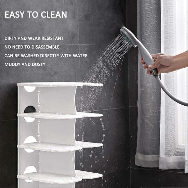 6-Tier Shoe Rack Storage Organizer, Adjustable Shoe Shelf, Freestanding Space-Saving Shoe Rack for Entryway, Hallway, Closet, White
