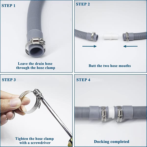 Washing Machine Drain Hose Extension, 2M Universal Washing Machine Hose, Drain Hose Dishwasher Extension Set
