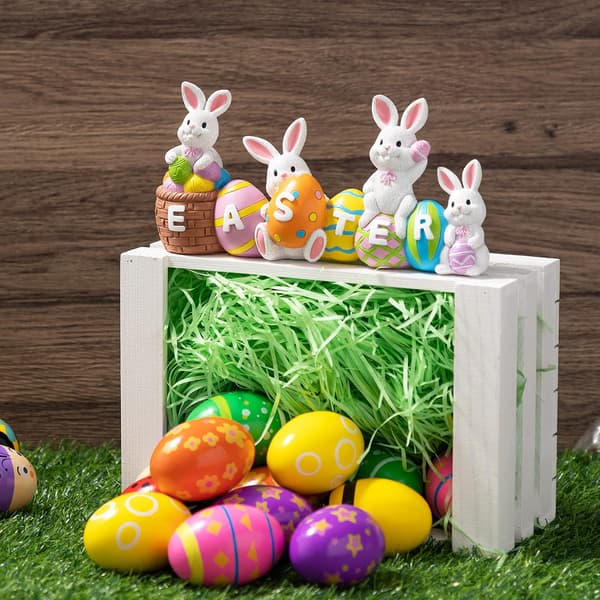 Påskehareegg med  \"Påske \" Resin Midtstykke 4 Kanin og Egg Borddekorasjon Påskeform