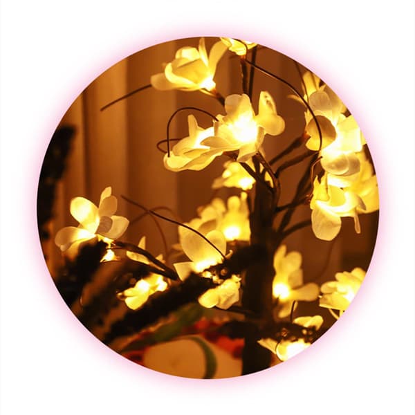 Kunstige Kapokblomster Lampepynt LED Batteridrevet Varmhvit