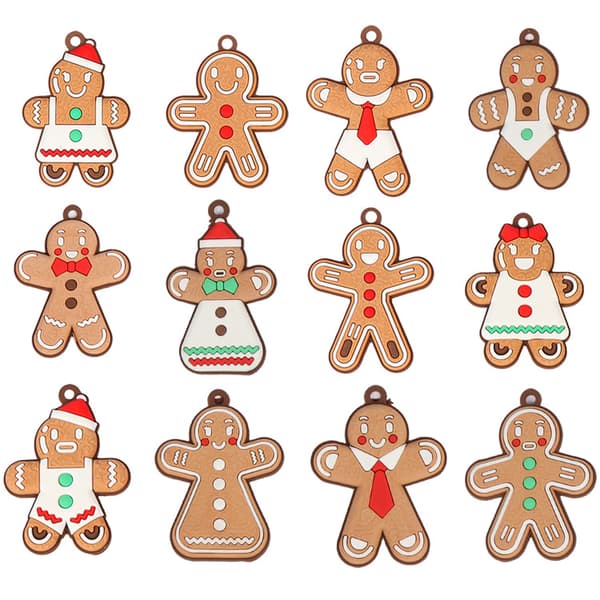 12-pack julgranshängande prydnader, pepparkaksgubbehänge