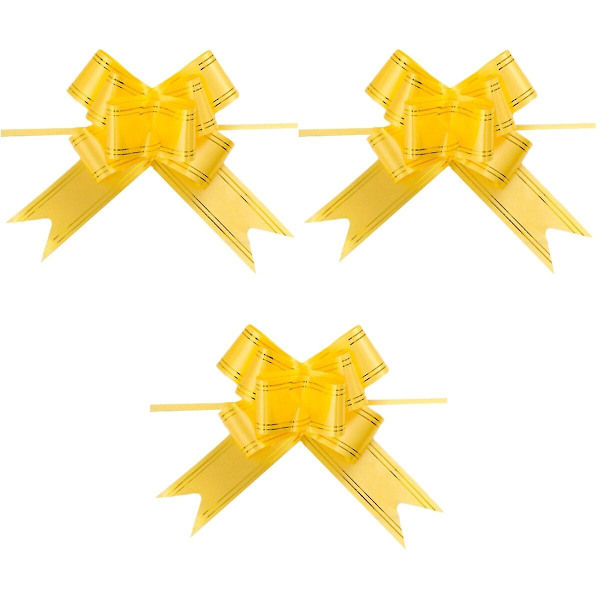 60 stk Gullfarget Side Design Trekkbånd Gaveknuter Ribbonsnorer Bånd for Bryllup Gaveinnpakking Bil Dekor