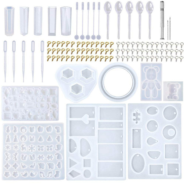 384 st Resinformar DIY Transparent Silikon Resin Epoxi Form Hänge Smycken Tillverkning DIY Hantverk och Gjutform