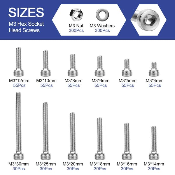 Bolt and Nut Screw Set, 304 Stainless Steel, Hex Head, Button FM-
