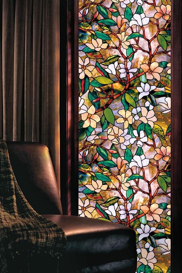 Blå drøm PVC Magnolia statisk glasdekoration (45 * 200)