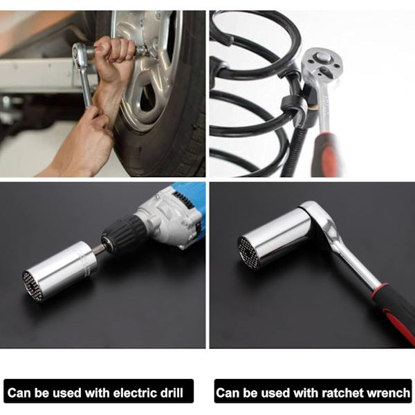 2 stk Universal Sokkel 7-19mm Universal Sokkel Nøkkel Høy Kvalitet Krom Vanadium Multifunksjonell Håndverktøy Adapter Verktøy