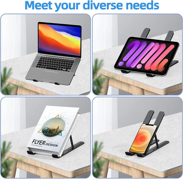 Laptopstativ, Justerbart Laptopstativ for Skrivebord, Lett Sammenleggbart Stativ