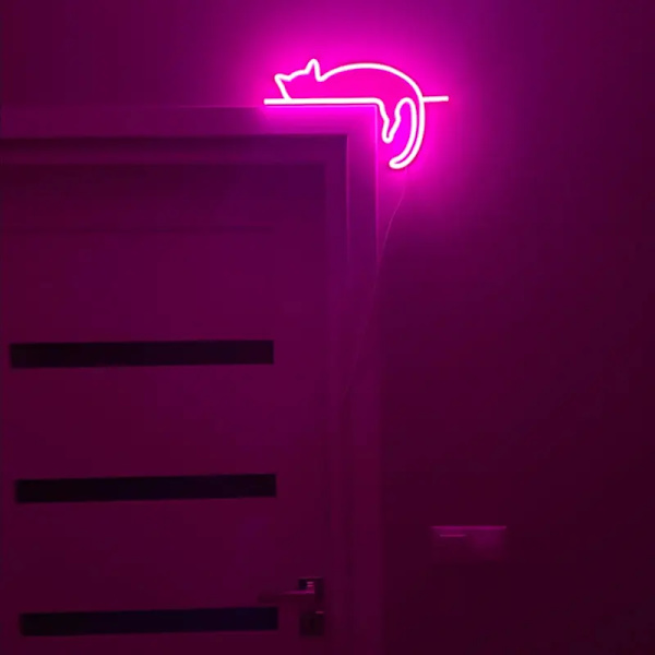 Kat Neon Skyltar för Väggdekor USB-Drivna Neonljus Kat LED-Ljus Borddekoration för Bar, Jul, Bröllop, Födelsedagsfest, Kattälskare