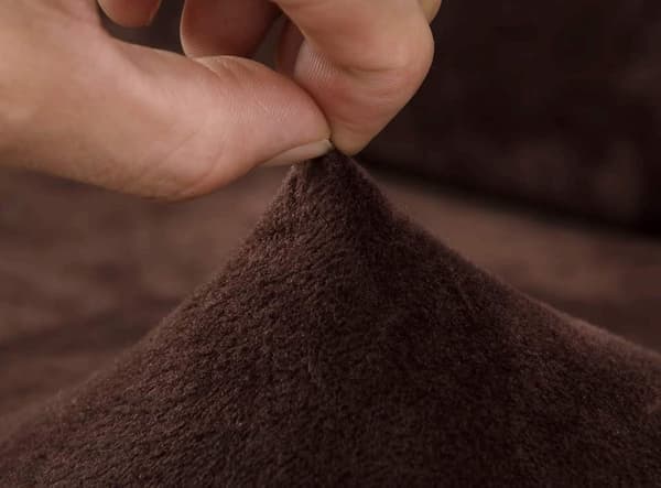 Tykt elastisk glatt fløyelstrekk for dobbeltseng, kaffefarget
