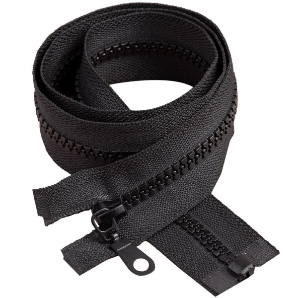 60cm/2 stk. Store Plast Lynlåse Sort Bånd med Dobbelt Træktabs Skyder Heavy Duty Lynlåse til Syning, Sovepose