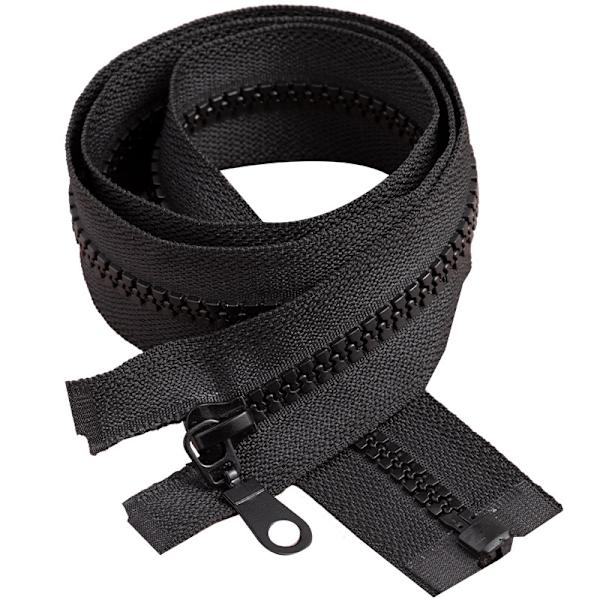 60cm/2 stk. Store Plastglidelåser med Dobbel Trekkflikk, Svart Bånd, Heavy Duty Glidelåser for Sy, Sovepose
