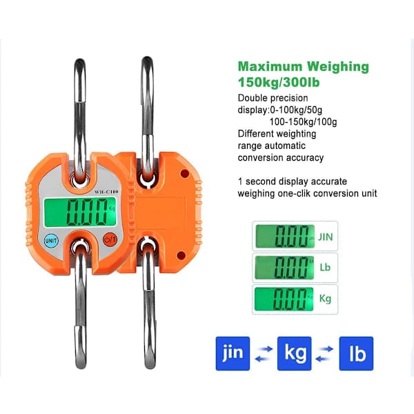 Luggage Scale, Suitcase Scale, Hanging Scale, Scale Hook, Digital Kitchen Scale, Crane Scale, 150KG Digital Suitcase Scale with Hook, Black