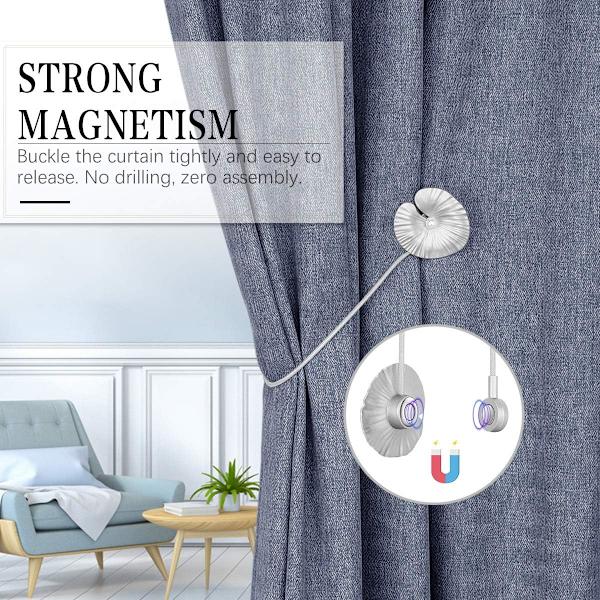 Hvide Gardinbindere med Magnetiske Knapper, Gardinbindere (Sæt af 2) Legering Lotus Dekorative Magnetiske Gardinbindere til Soveværelse