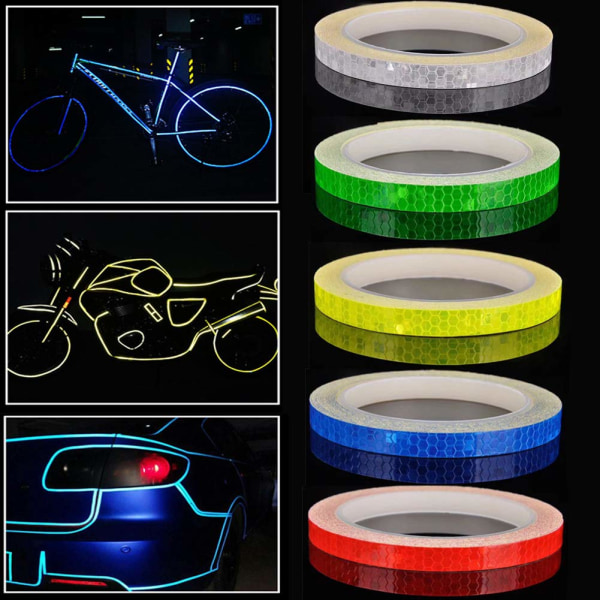 Reflekterande Tejp 5 Färger Säkerhetsreflekterande Varningsdekaler, Vattentät Utomhus Cykelfälg Reflekterande Tejp, Tunn Reflekterande