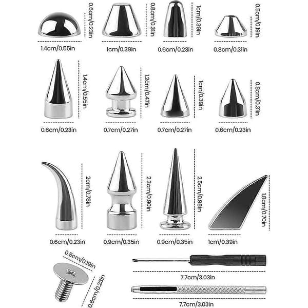 270 Set Rivets and Screws, Assorted Shapes Punk Rivets Metallic Cone Screw Rivets with Installation Tools_MGF[BT]