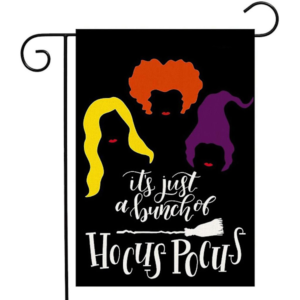 Halloween-puutarhabanneri Sanderson Sisters - Kääntyvä Pysty Puutarhabanneri Hocus Pocus Noita Koriste
