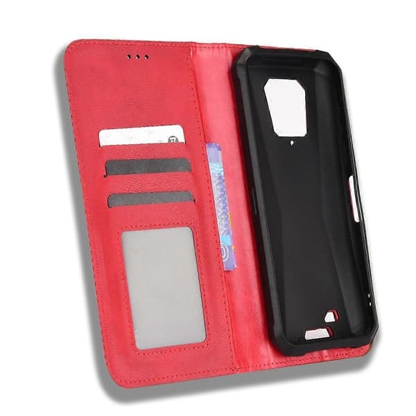 Kompatibelt med Ulefone Armor 8 Magnetiskt Spänne Retro Textur Läder Telefonfodral Red