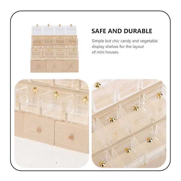 1 Set Minihus Godis Grönsaks Skåp Modell Ornament Minihus Borddekoration Khaki 10.5x8cm