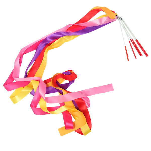 6 st Gymnastic Ribbon Sticks Färgglada Band för Gymträning Banddansande Banderoller för BarnAssor