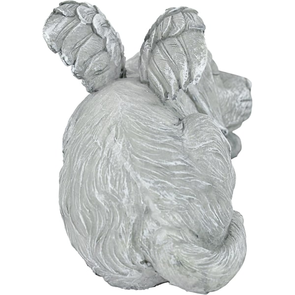 Mindehund Angel Æresstatue Gravsted, 12cm, polyresin, antik sten