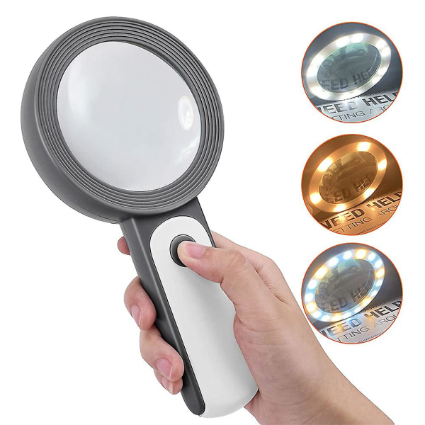 Magnifying Glass With Light,  Handheld Large Magnifying Glass Led Illuminated Lighted Magnifier For Macular Degeneration, Seniors Reading, Soldering,