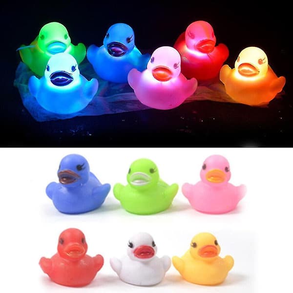 6x LED blinkende lys flydende and, gummilegetøj