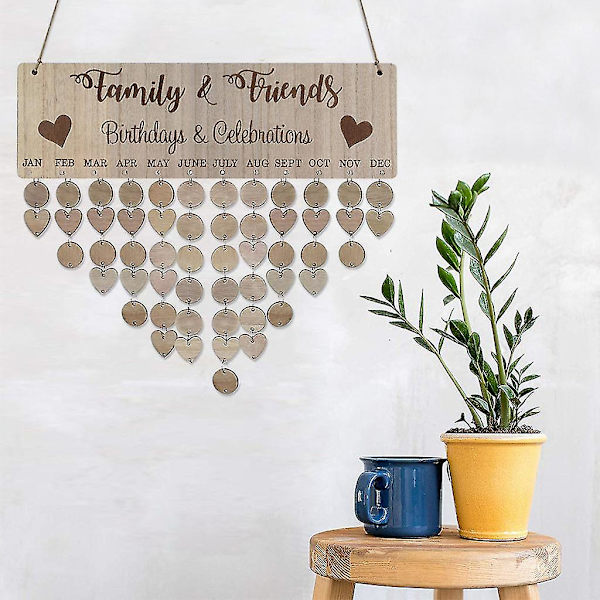 Familjefödelsedagstavla DIY Hängande Träfödelsedagspåminnelsekalender