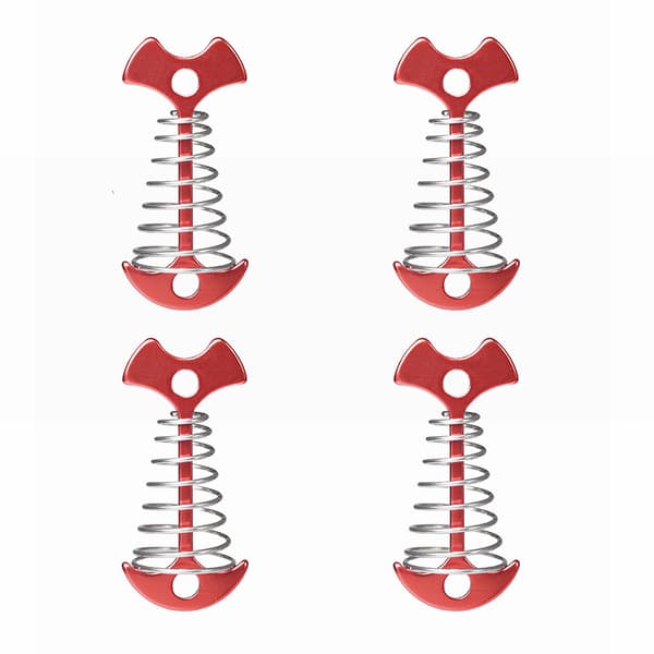 Extended Spring Herringbone Ground Nail Outdoor Camping Tent Canopy Windproof Rope Fixed Buckle Plank Umbrella Ground Nail-Red