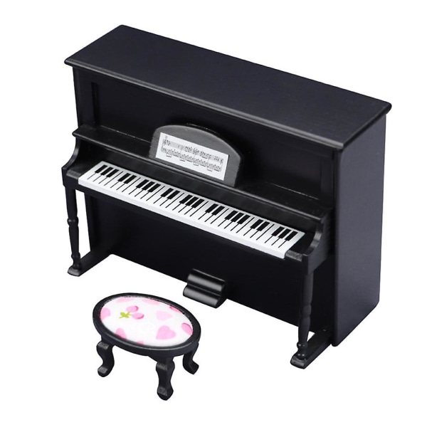 Minimöbler Miniatyrmusikinstrument Miniatyr upprättstående pianoleksak Piano HeminredningSvart13,3X5,5 Black 13.3X5.5CM
