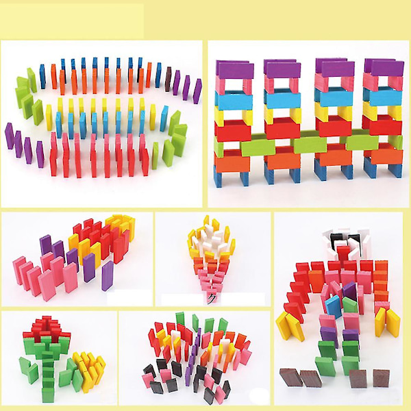 120 Palaa/Sarja Sateenkaari Dominopeli Rakennuspalikat Puzzle Puulelut Varhainen Oppiminen Dominopeli Koulutuslelu Lahja Lapsille 120 PCS Domino
