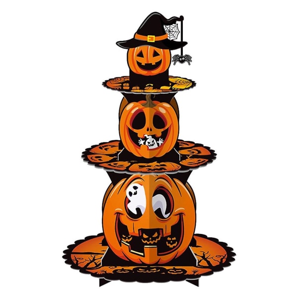 Pumpkin3-Tier Halloween Kartong Cupcake Stand Party Pumpkin Witch Cupcake TowerPumpkin