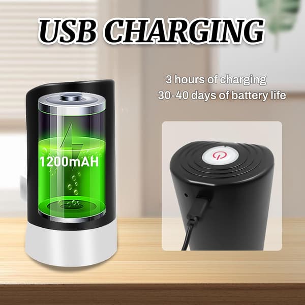 Water dispenser for 5 gallon bottle, portable electric water pump with USB data cable, black automatic drinking water pump