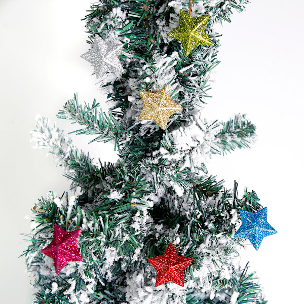 6 stk Mini Glitter Stjerneanheng Juletrær Hengende Dekorasjoner Julestjerneanheng Trepynt Dekorasjon til Jul