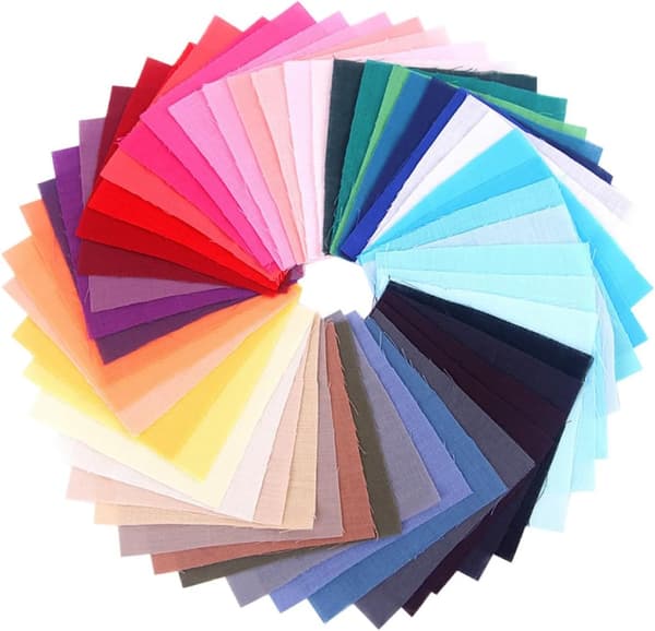50 pcs 10x10 cm Solid Color Cotton Patchwork Set, DIY Sewing Fabric Pack with Plain Woven Cotton