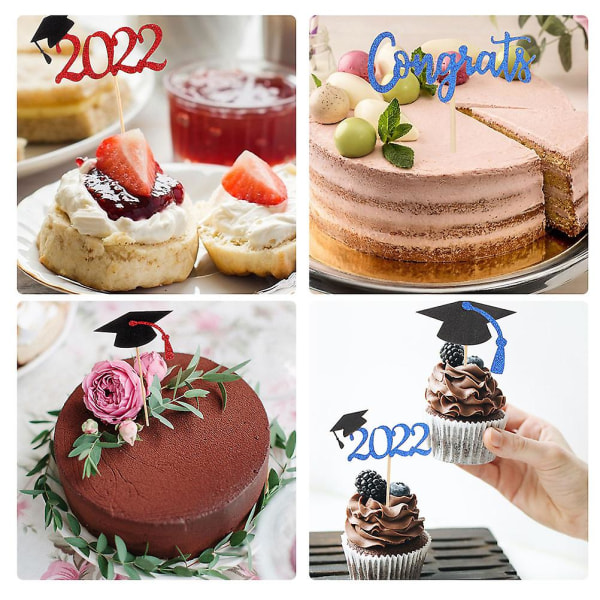 30 st. Bröllopsdekorationer Examen Cupcake-Picks Kakornament 2022 Examen Grad 2022 Blandade