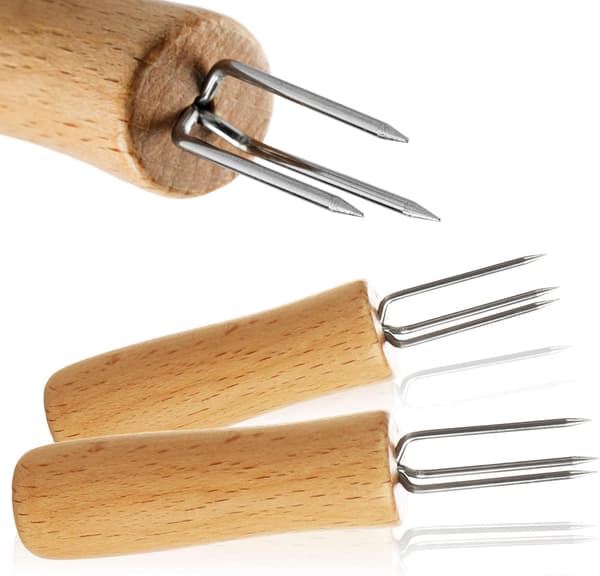 8x majsgaffel med 3 spidser i rustfrit stål, rustfri - re