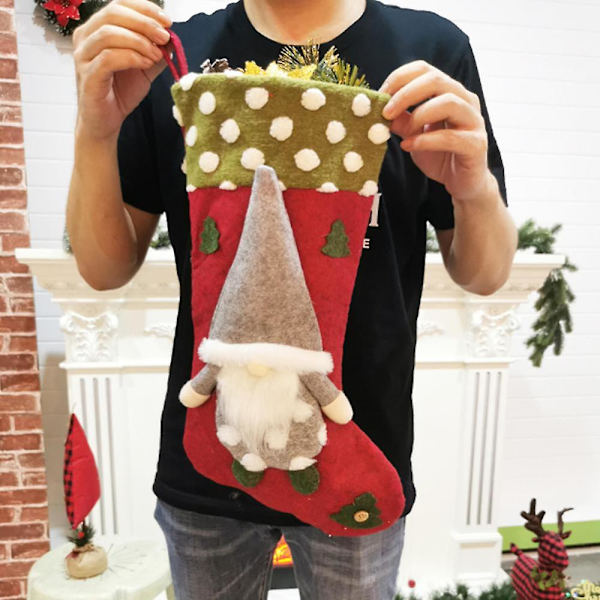 Julstrumpor 3-pack, 3D Tomtar Julstrumpor för Familjens Juldekoration