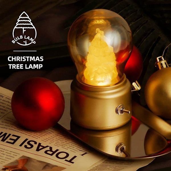 Mini LED skrivebordslampe Trådløs Batteridrevet nattlys Retro lys skrivebordslampe Juletrær