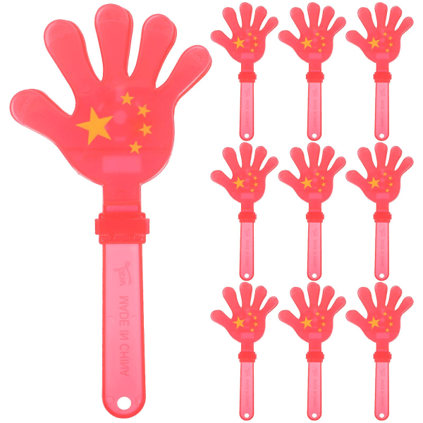 10 kpl Cheeering Clapper Toys Party Noisemaker Viiden tähden Red Hand Clappers Party Hand ClappersR Red 27x12cm