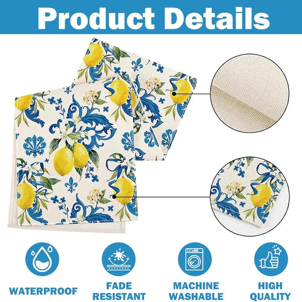 Lemon Table Runner Summer Table Decorations Table Runner Table Decoration Summer Table Runner Washable Table Runner for Kitchen Table Holiday Party De