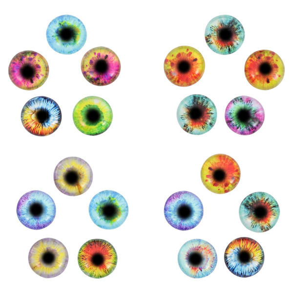 20 stk Glas Patch Gems Cabochons Smykker Runde Charms Til Smykkefremstilling Assorterede Farver 2x2cm