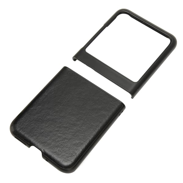 Foldable Phone Case Phone Protective Case ABS Anti Scratch Minimalist Phone Accessory for Motorola Razr 40 Ultra Black Leather Pattern