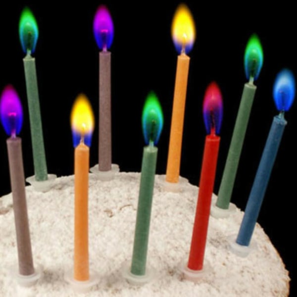 12 Fargerike Flamme Bursdagslys I Gaveeske