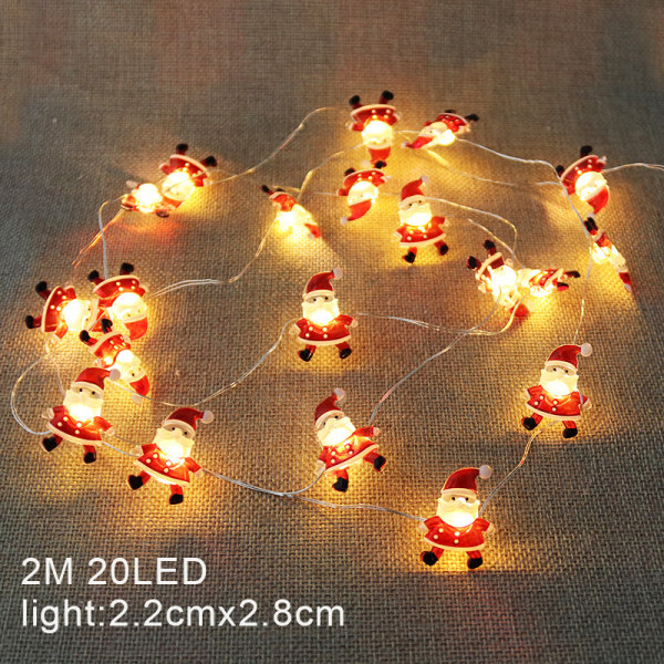 Joulupukin otsavalo, 20 LED-valo, 6,6 jalkaa paristokäyttöiset joulupukin valot, kotipuutarhajuhlat sisätiloissa