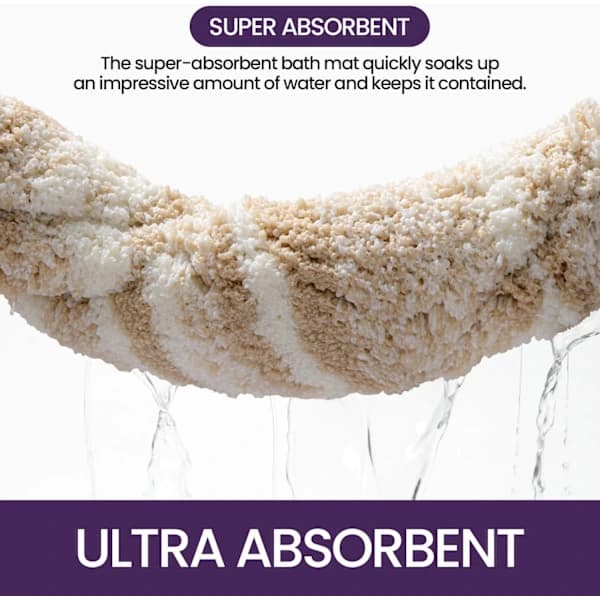 HA~Skridsikker badeværelsesmåtte 44 x 76 cm, Superabsorberende, Moderne design, Maskinvaskbar, til badekar, bruser, soveværelse