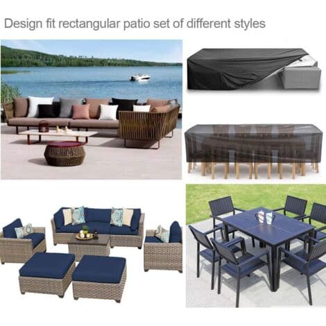 Waterproof Black Rectangular Patio Table Cover 210*110*70cm (FMY)